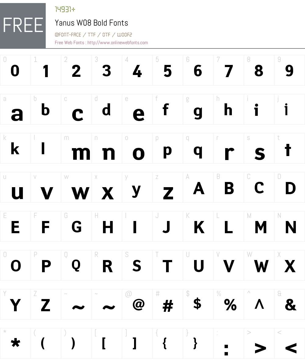 Yanus Font Screenshots