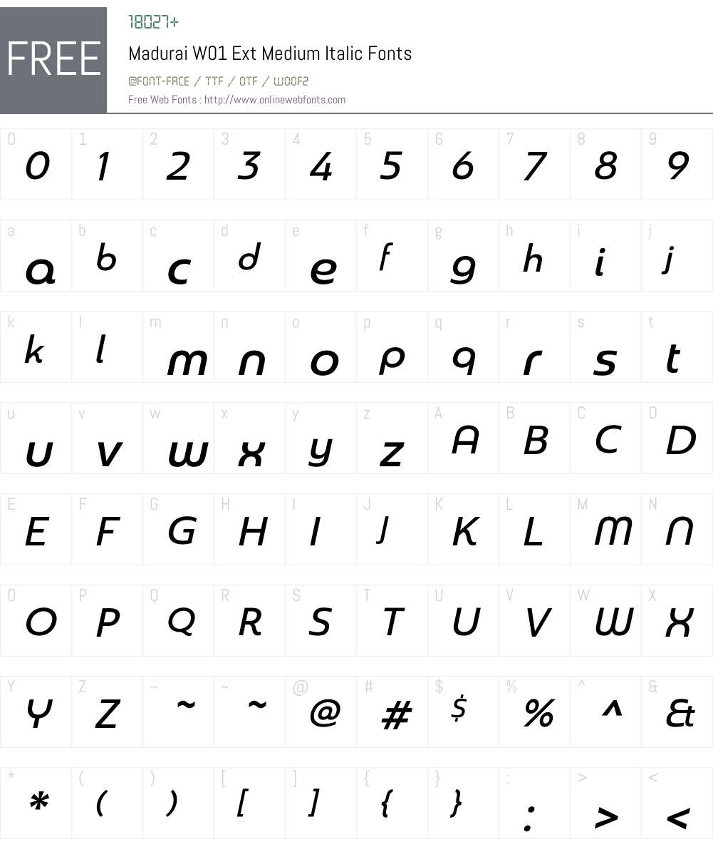 MaduraiW01-ExtMediumItalic Font Screenshots