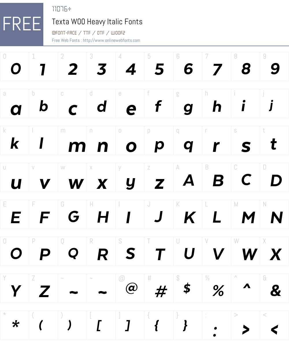 TextaW00-HeavyItalic Font Screenshots