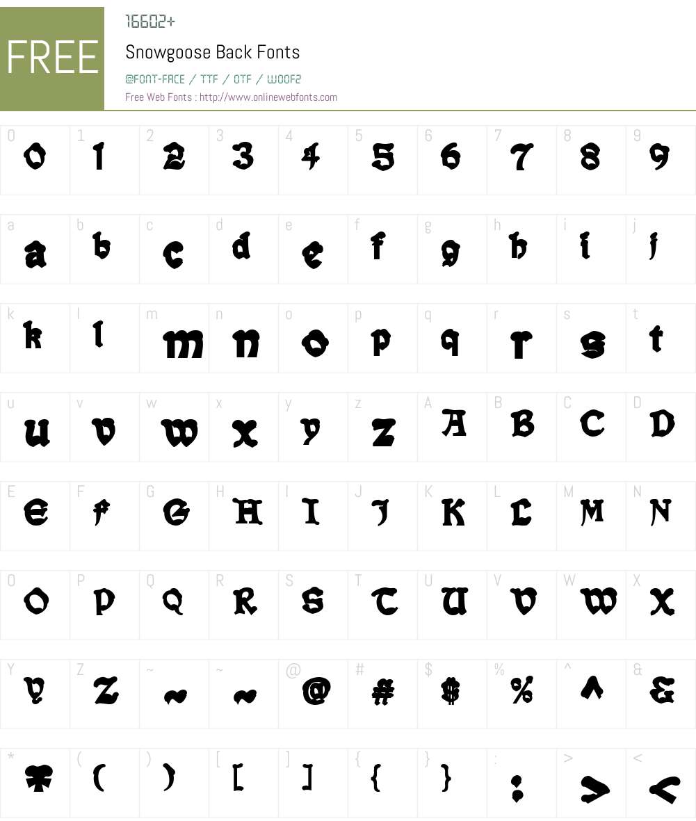 Snowgoose Back Font Screenshots