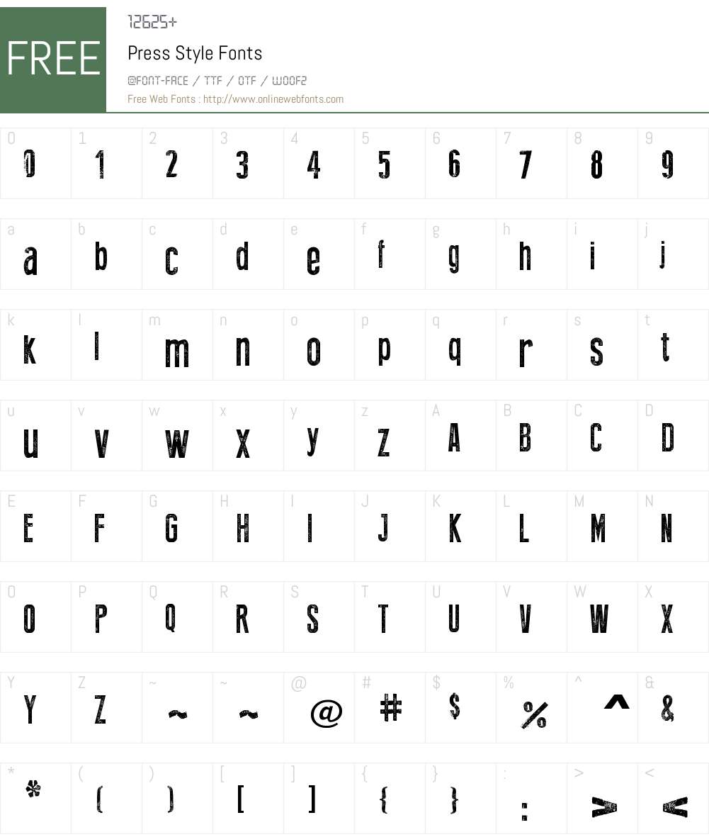 Press Style Font Screenshots