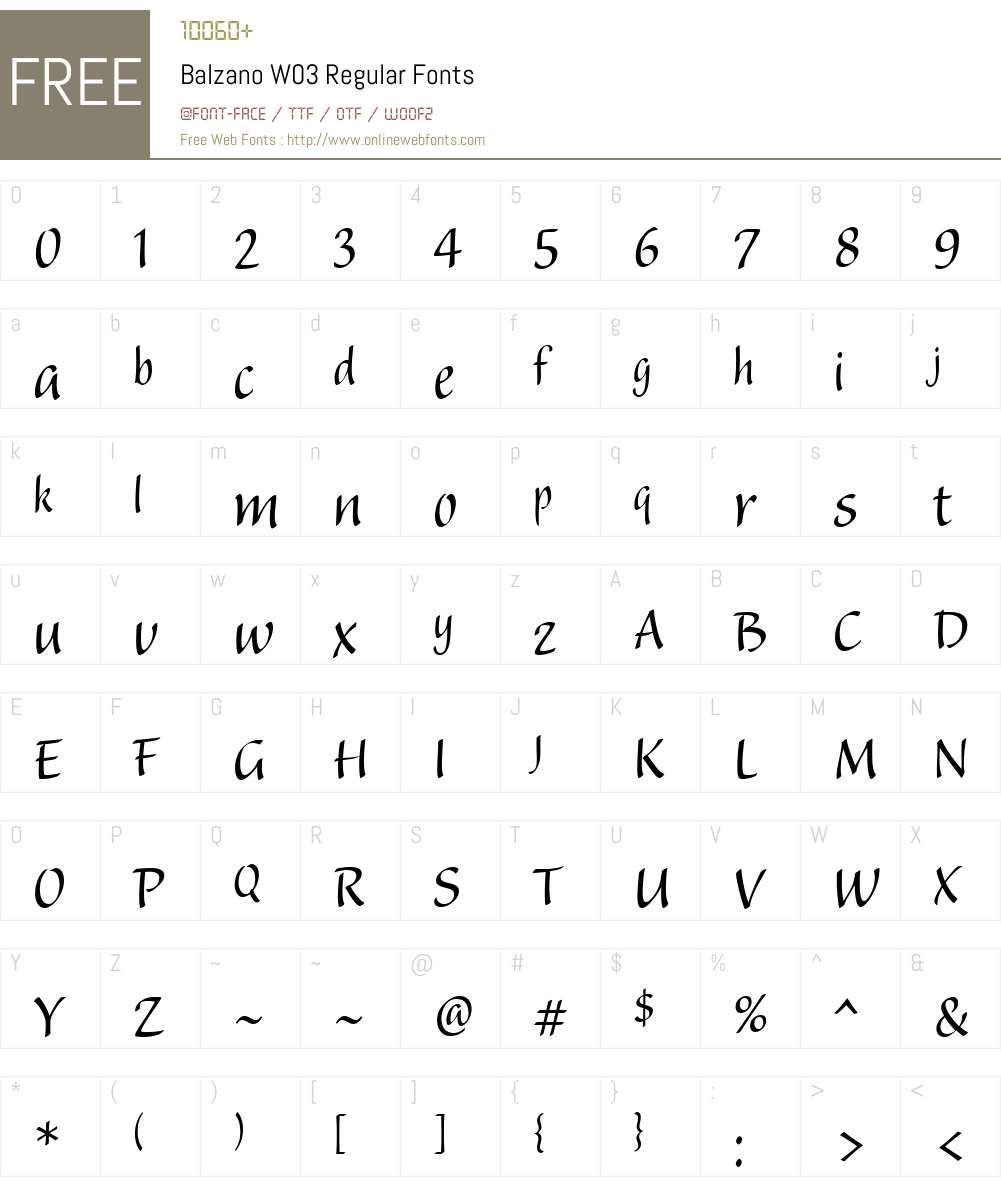BalzanoW03-Regular Font Screenshots