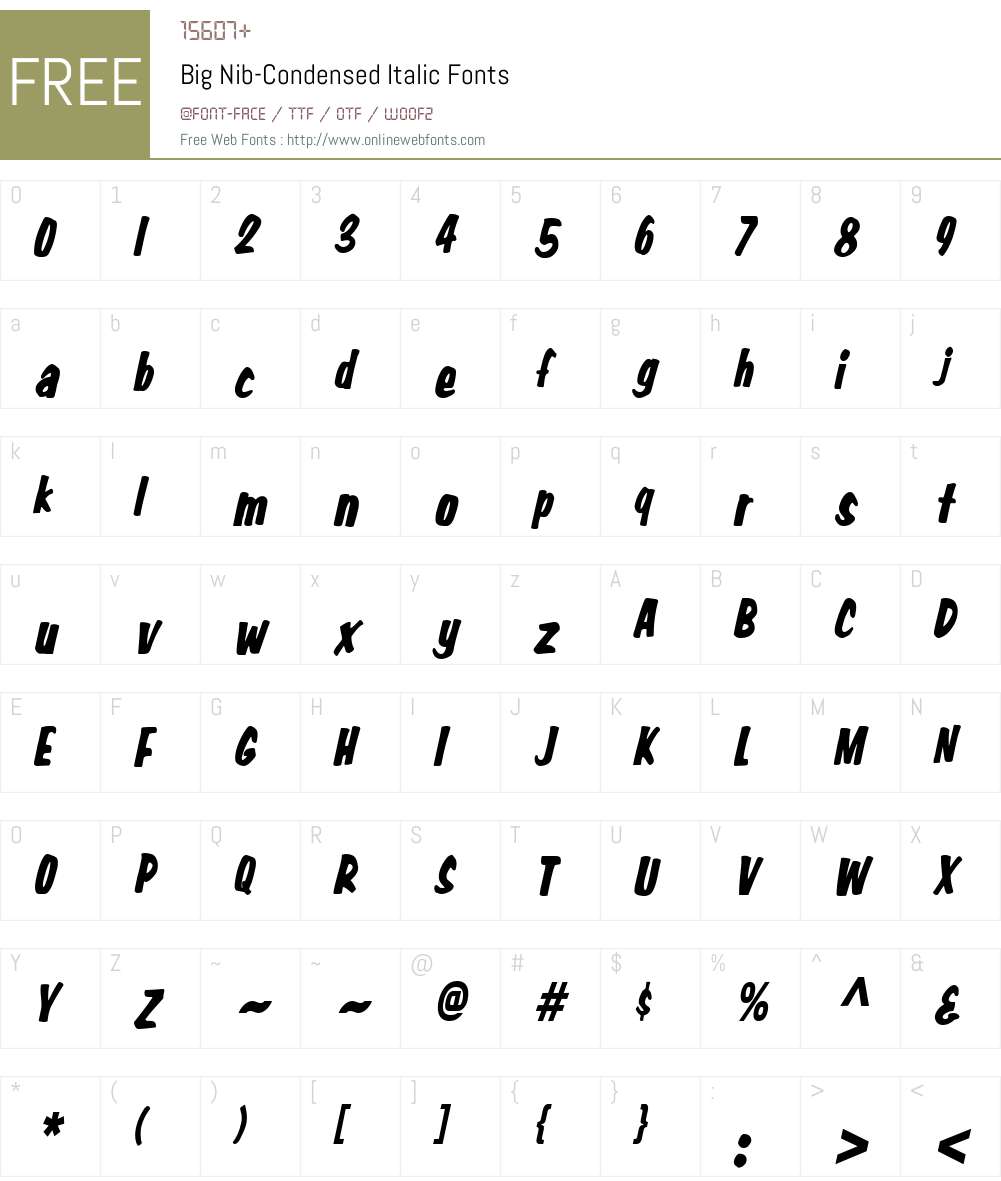 Big Nib-Condensed Font Screenshots