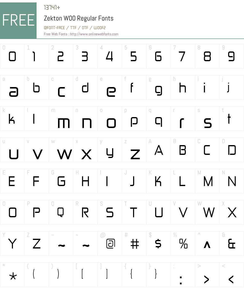 ZektonW00-Regular Font Screenshots