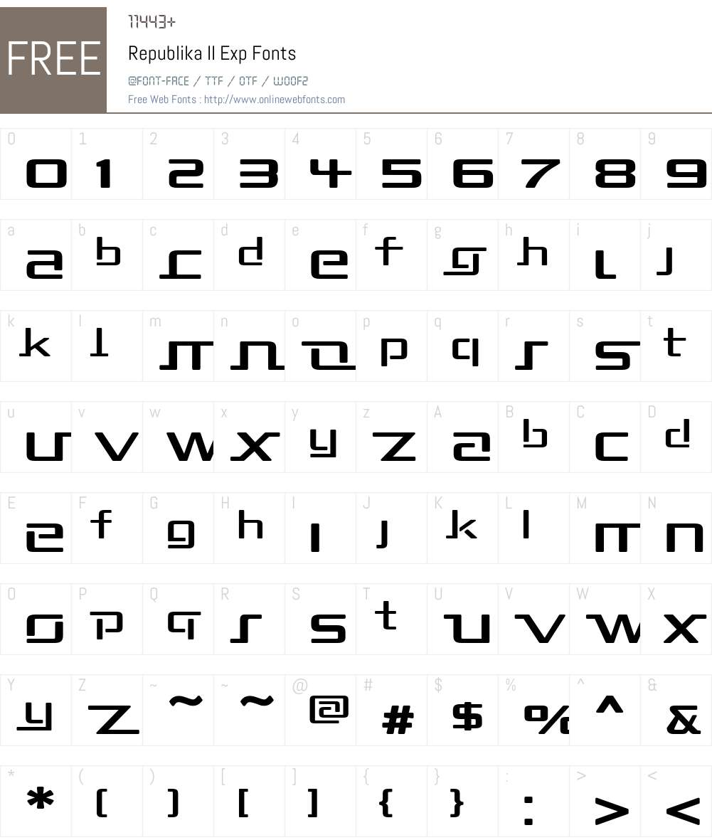 Republika II Exp Font Screenshots