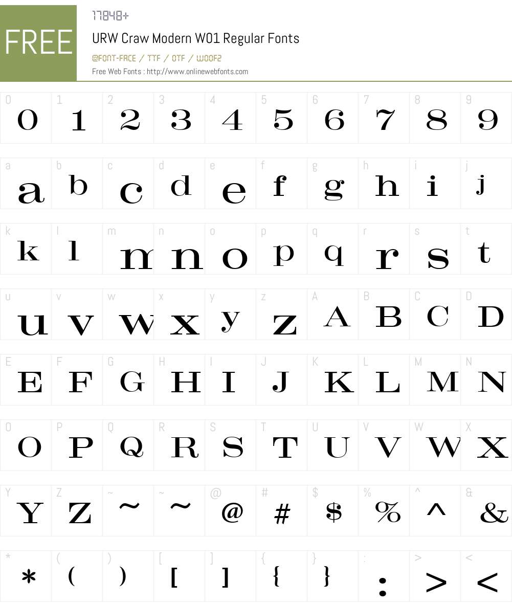 URWCrawModernW01-Regular Font Screenshots