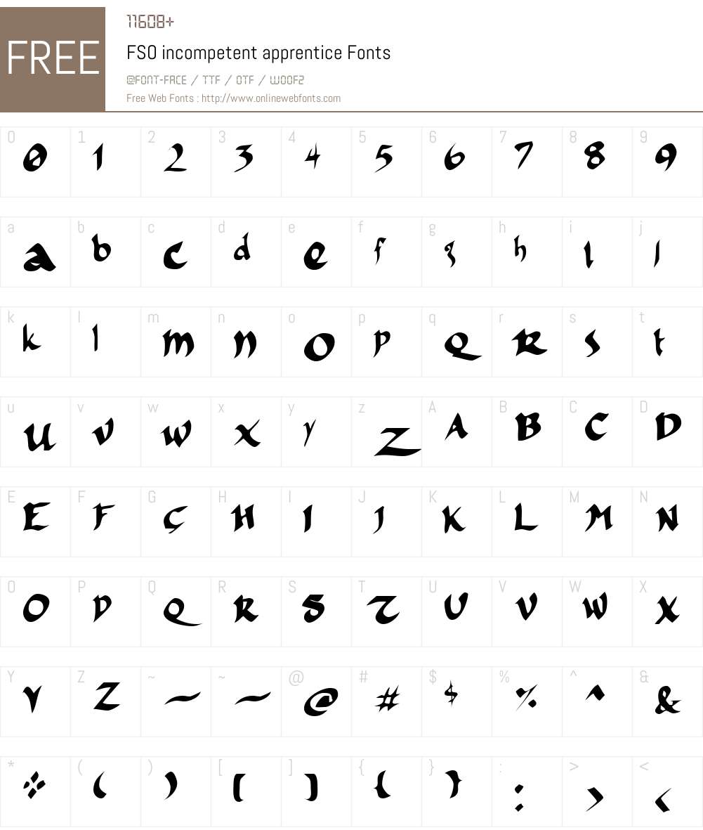 FSO incompetent apprentice Font Screenshots