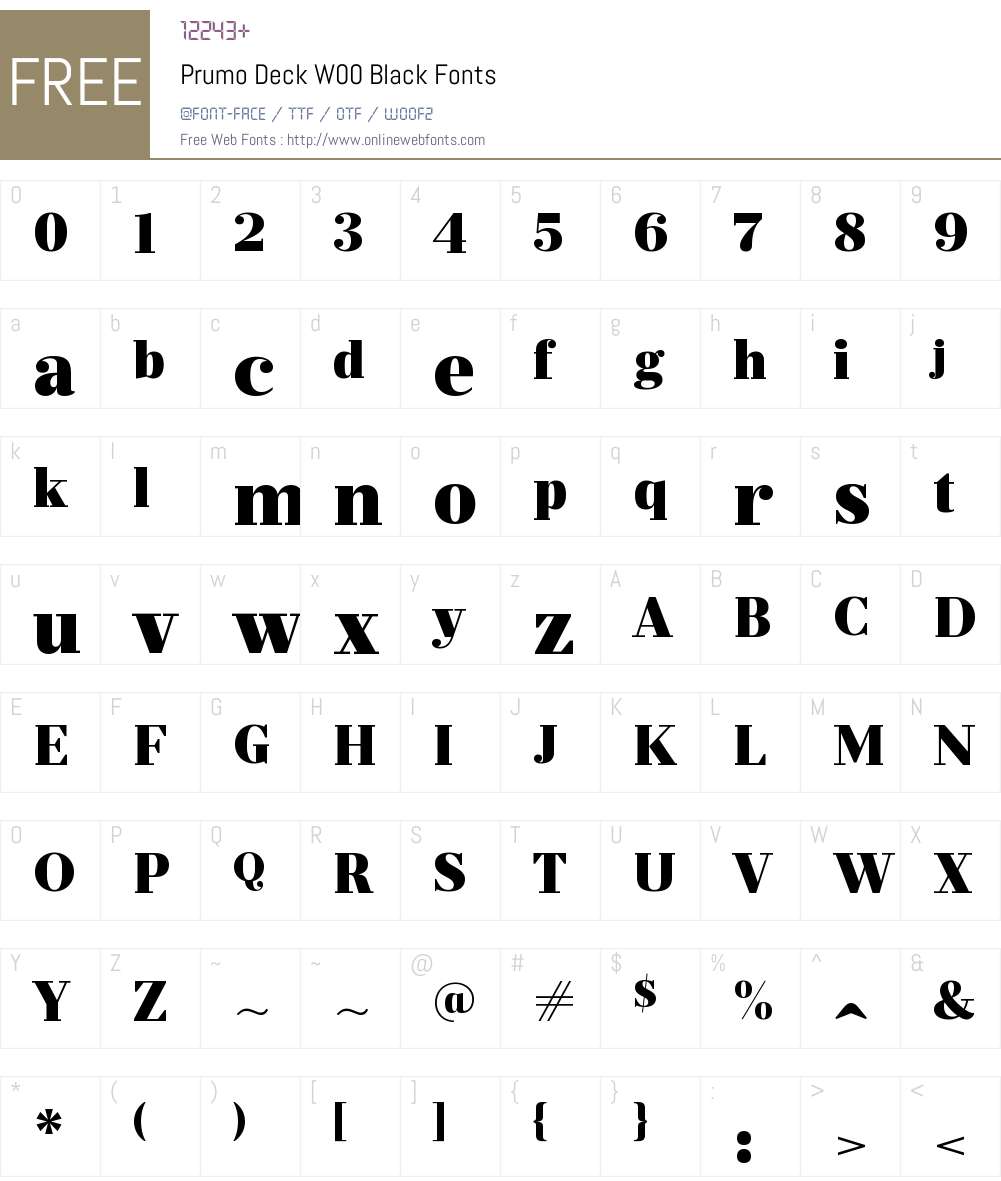 PrumoDeckW00-Black Font Screenshots