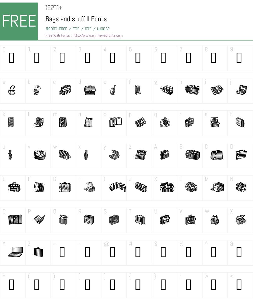 Bags and stuff II Font Screenshots