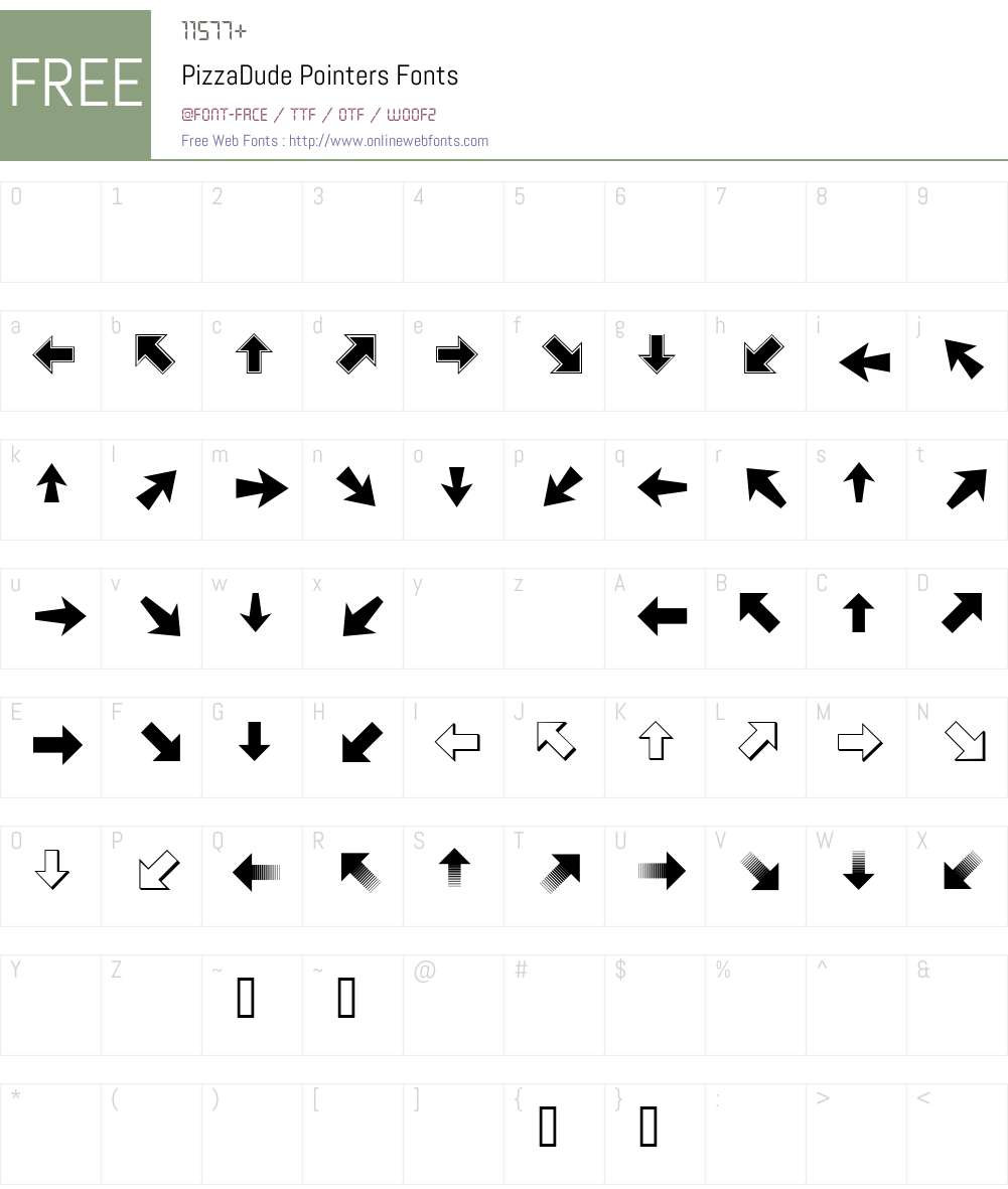 PizzaDude Pointers Font Screenshots