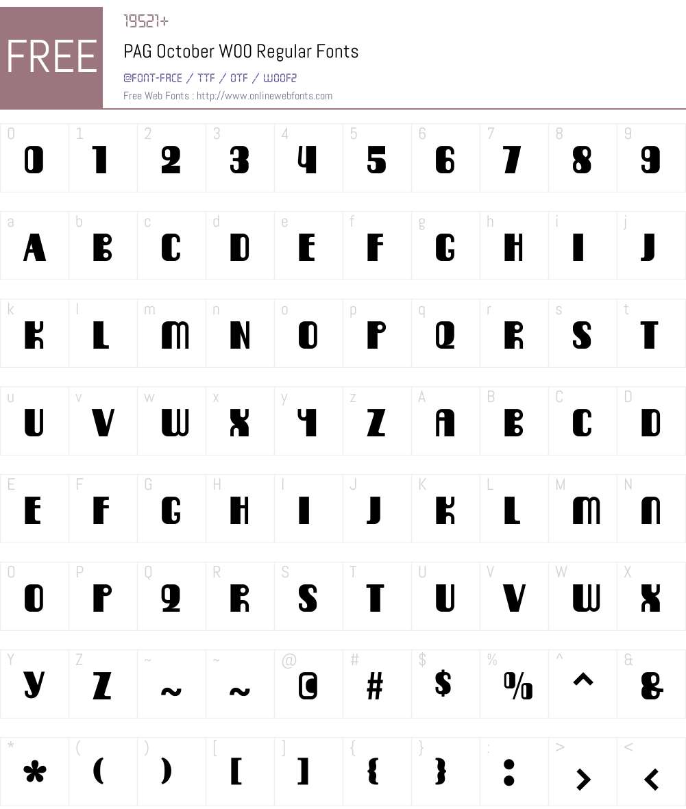 PAGOctoberW00-Regular Font Screenshots