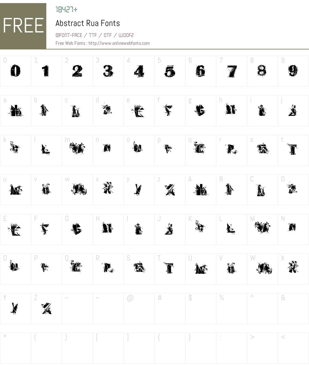 Abstract Rua Font Screenshots