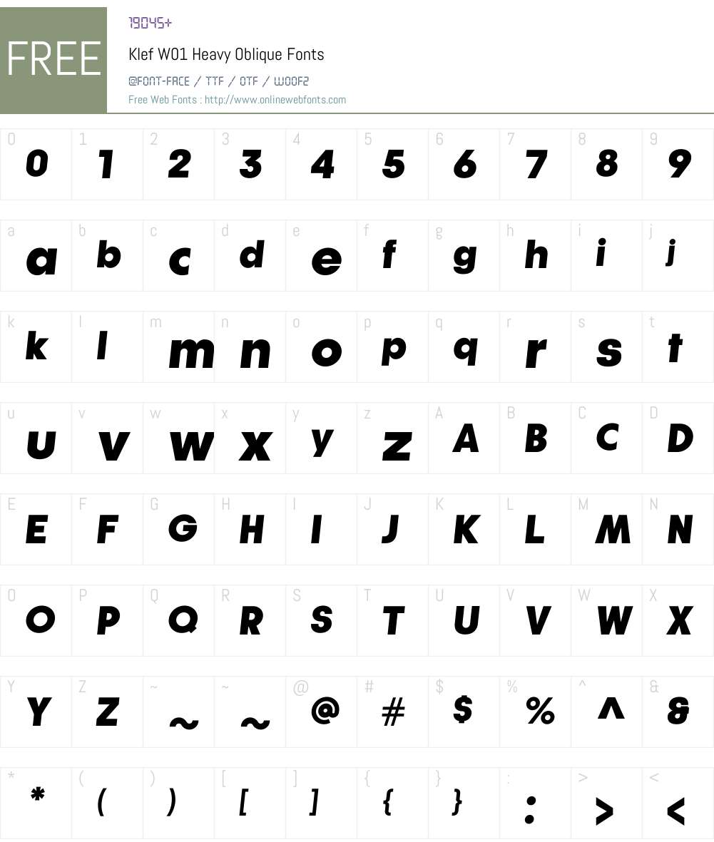 KlefW01-HeavyOblique Font Screenshots