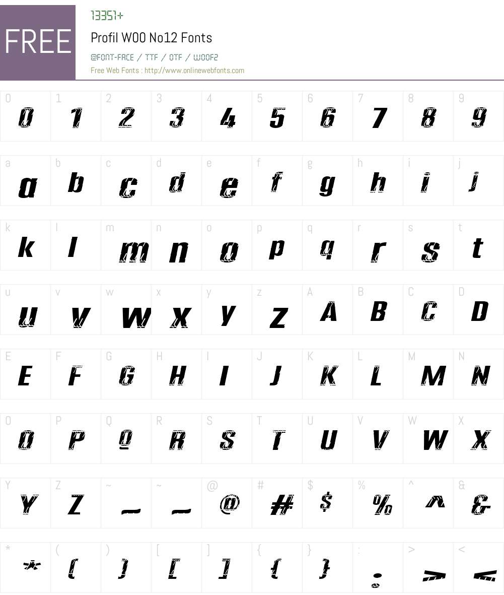 ProfilW00-No12 Font Screenshots