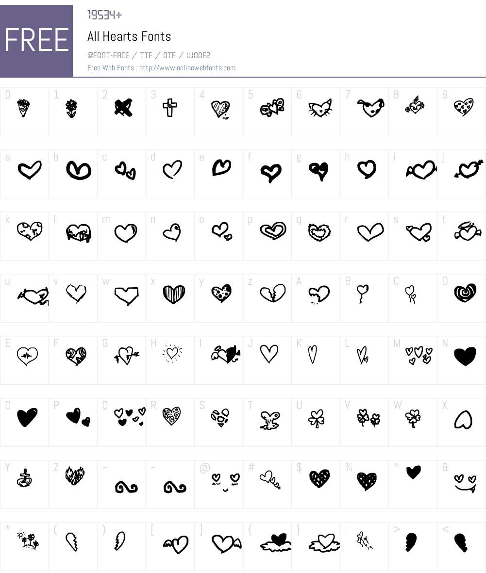 All Hearts Font Screenshots