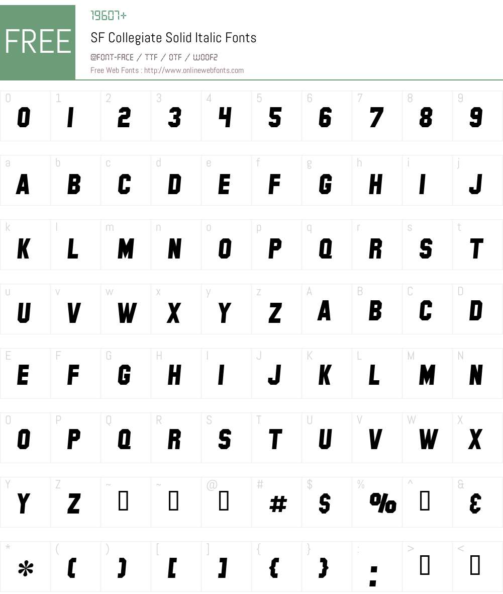 SF Collegiate Solid Font Screenshots