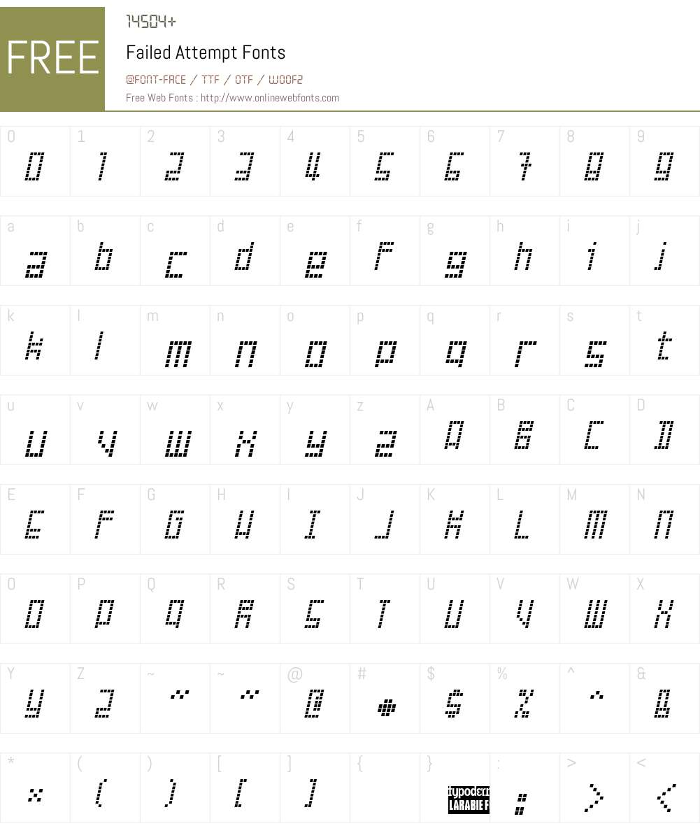 Failed Attempt Font Screenshots