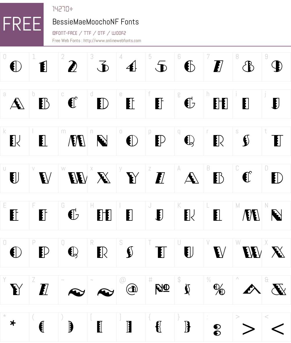 BessieMaeMoochoNF Font Screenshots