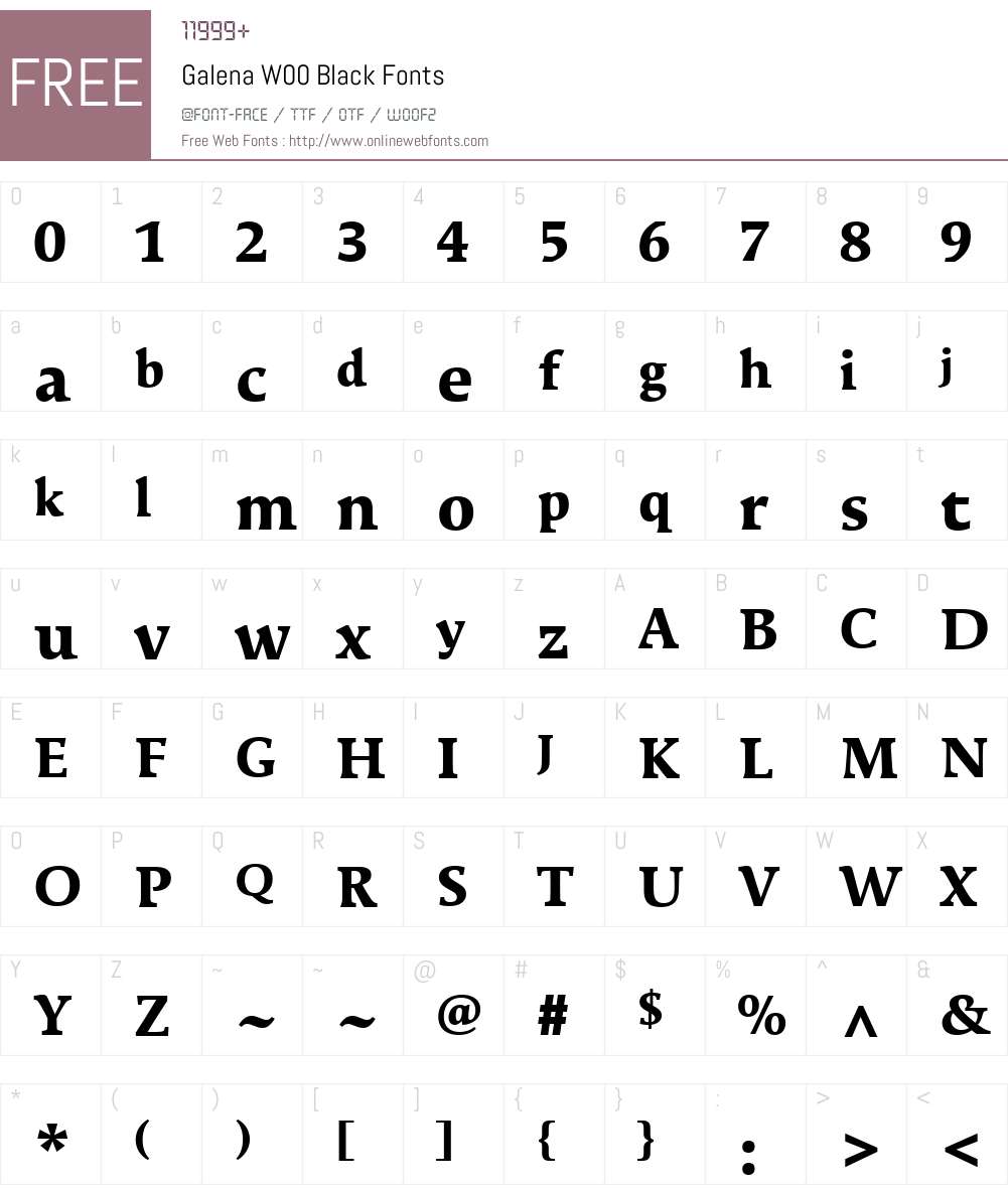 GalenaW00-Black Font Screenshots