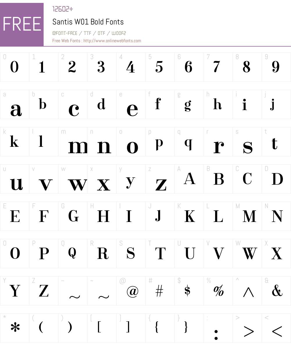 SantisW01-Bold Font Screenshots