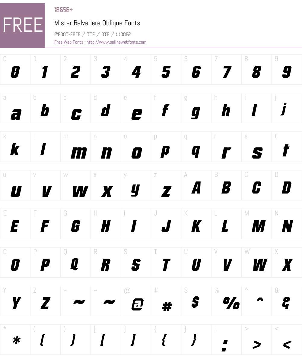 Mister Belvedere Oblique Font Screenshots