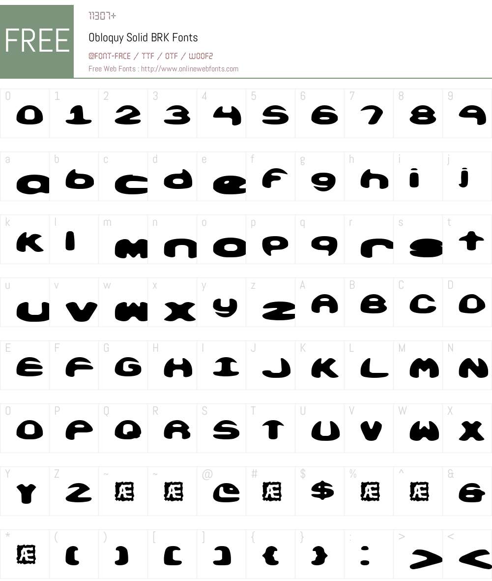 Obloquy Solid BRK Font Screenshots