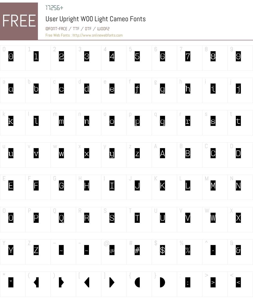 UserUprightW00-LightCameo Font Screenshots