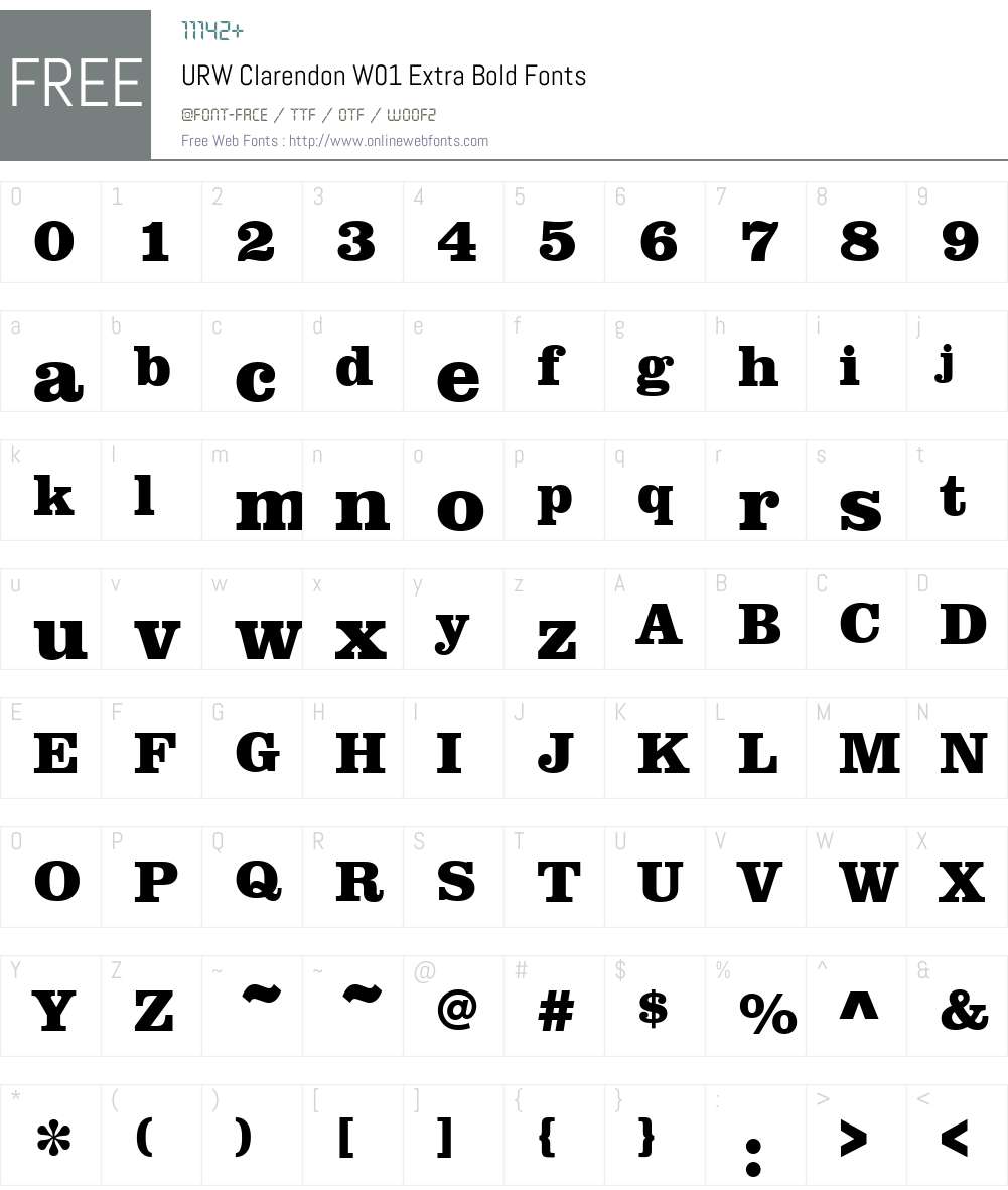 URWClarendonW01-ExtraBold Font Screenshots