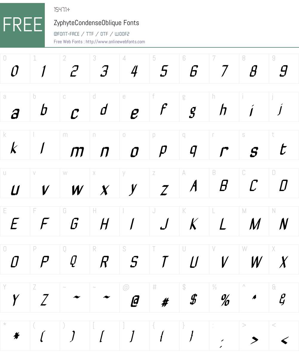 ZyphyteCondense Font Screenshots