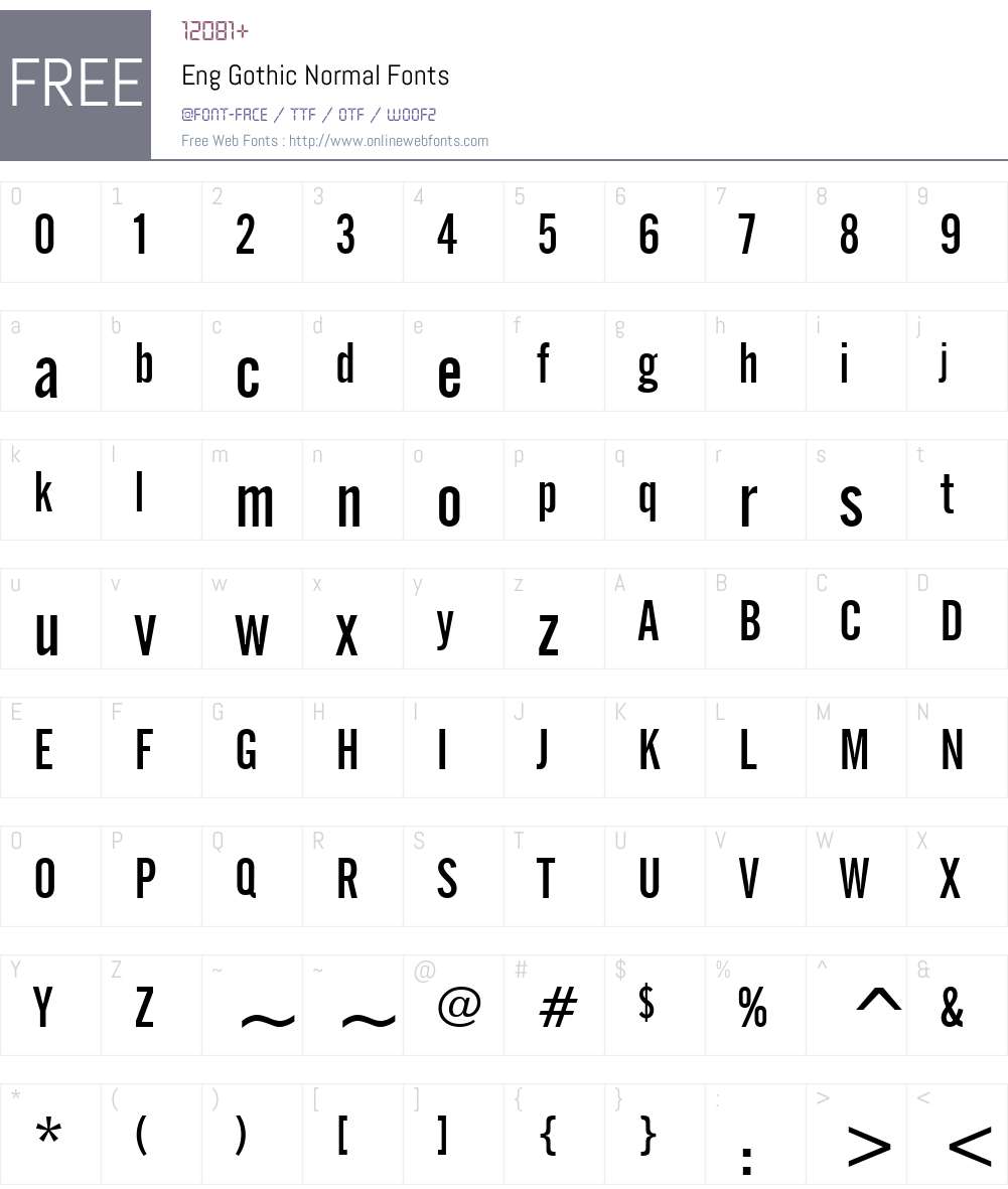 Eng Gothic Font Screenshots