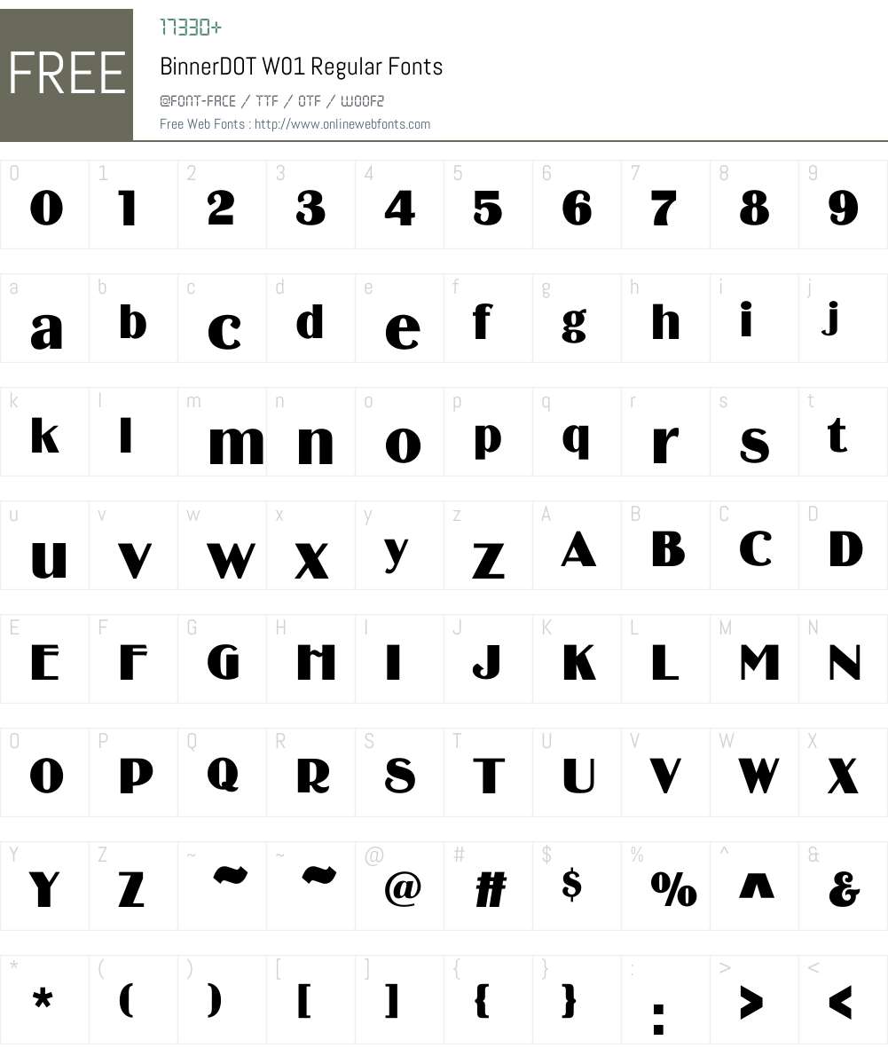 BinnerDOTW01-Regular Font Screenshots