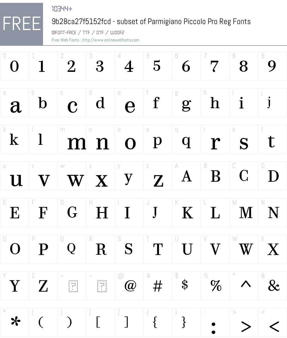 9b28ca27f5152fcd - subset of Parmigiano Piccolo Pro Reg Font Screenshots