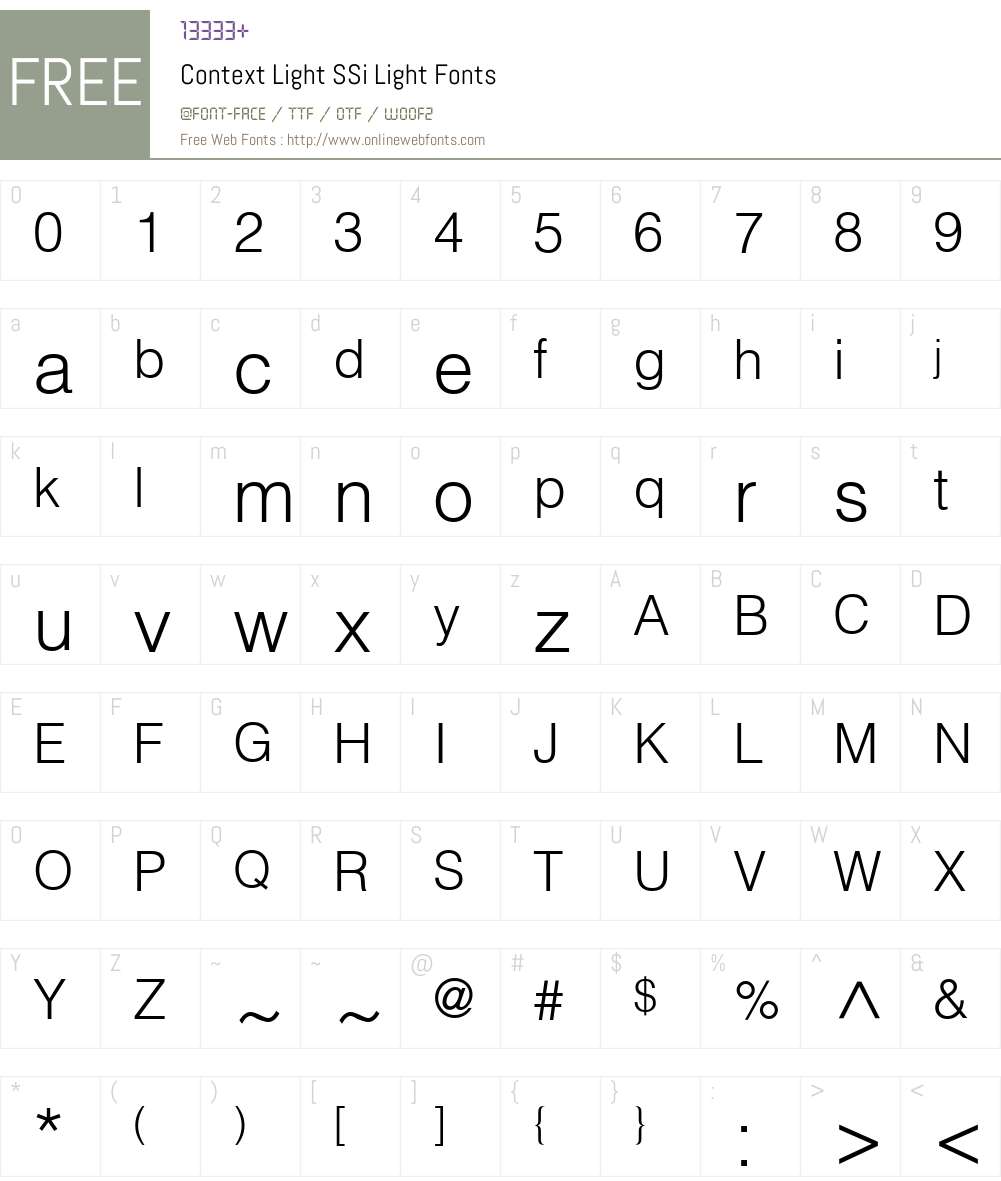 Context Light SSi Font Screenshots