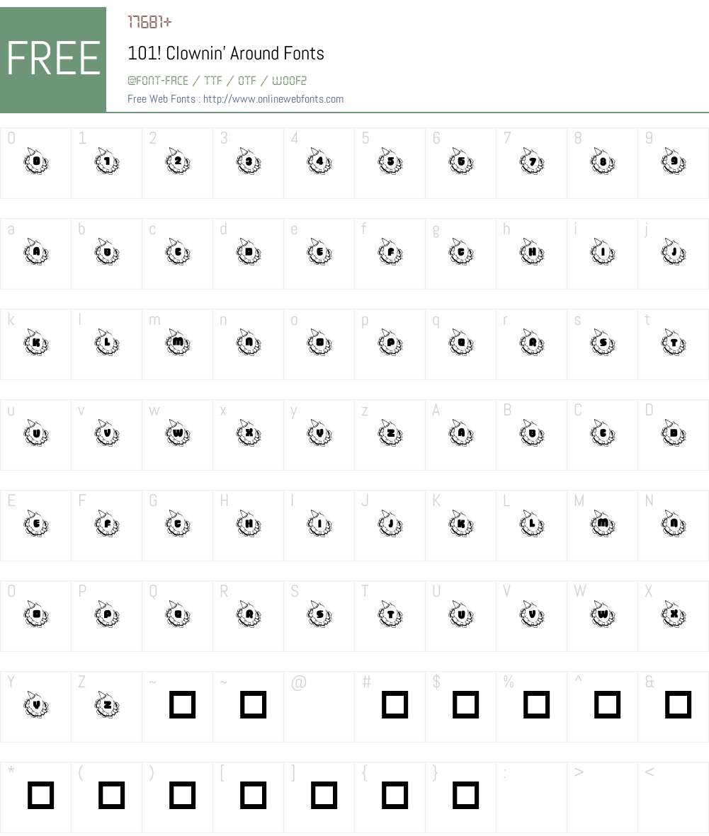 101! Clownin' Around Font Screenshots
