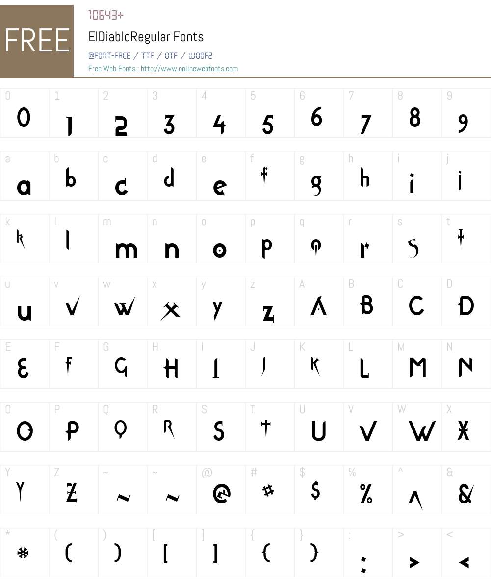 ElDiabloW00-Reg Font Screenshots