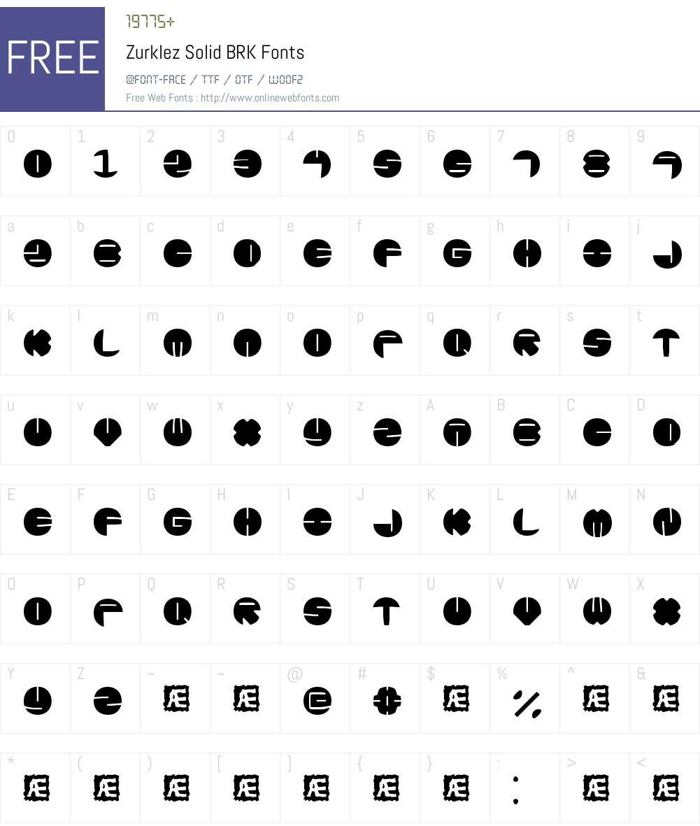 Zurklez Solid BRK Font Screenshots