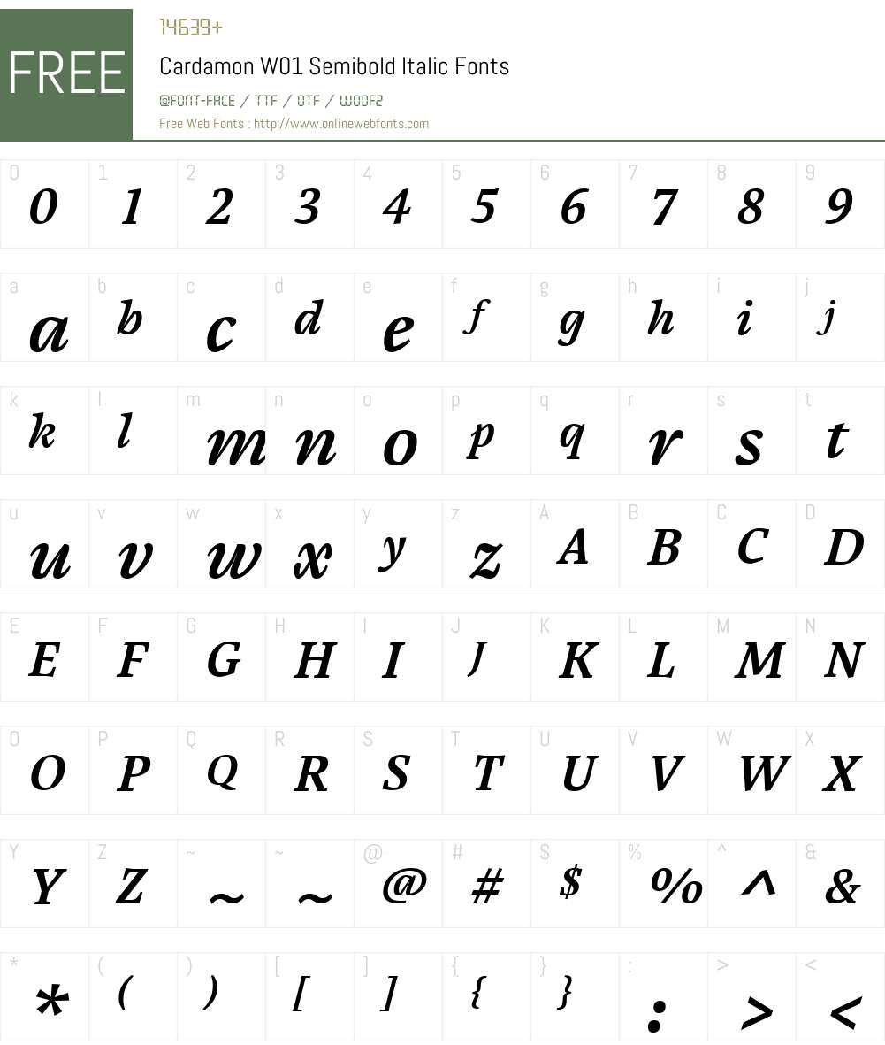 CardamonW01-SemiboldItalic Font Screenshots