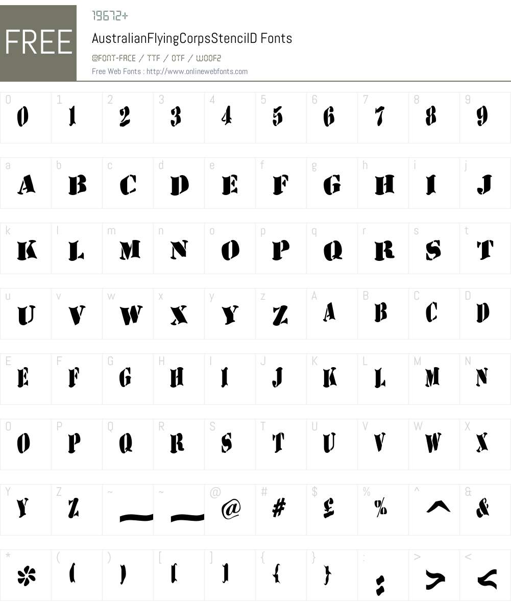 AustralianFlyingCorpsStencilD Font Screenshots