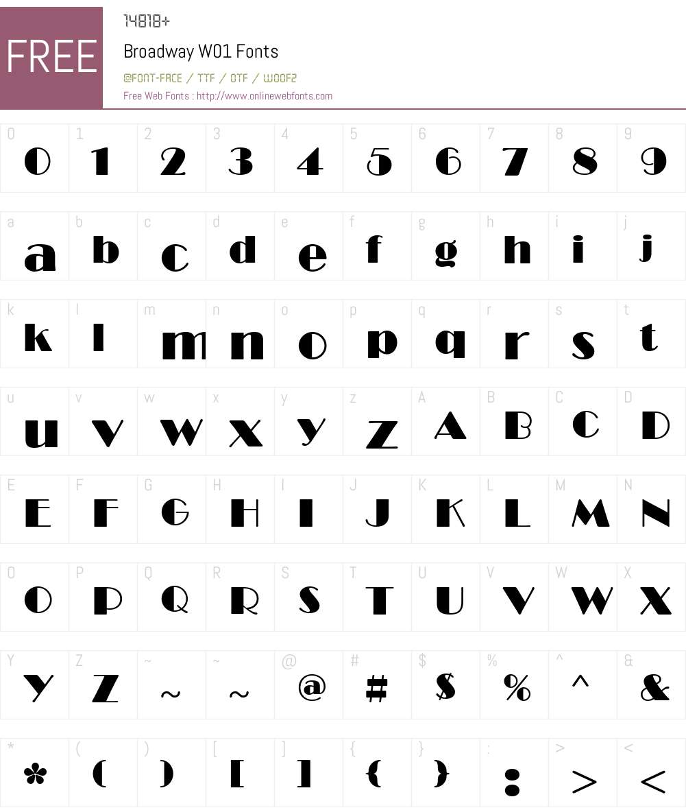 BroadwayW01 Font Screenshots