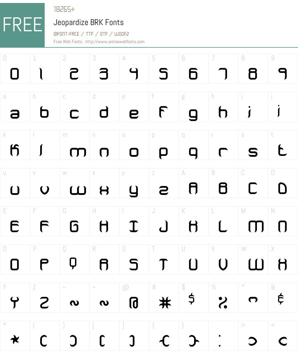 Jeopardize BRK Font Screenshots