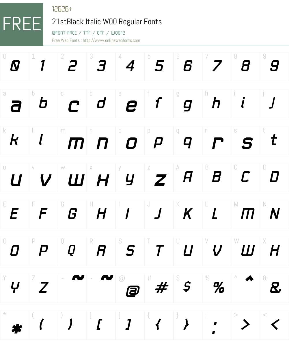 21stBlack Italic Font Screenshots