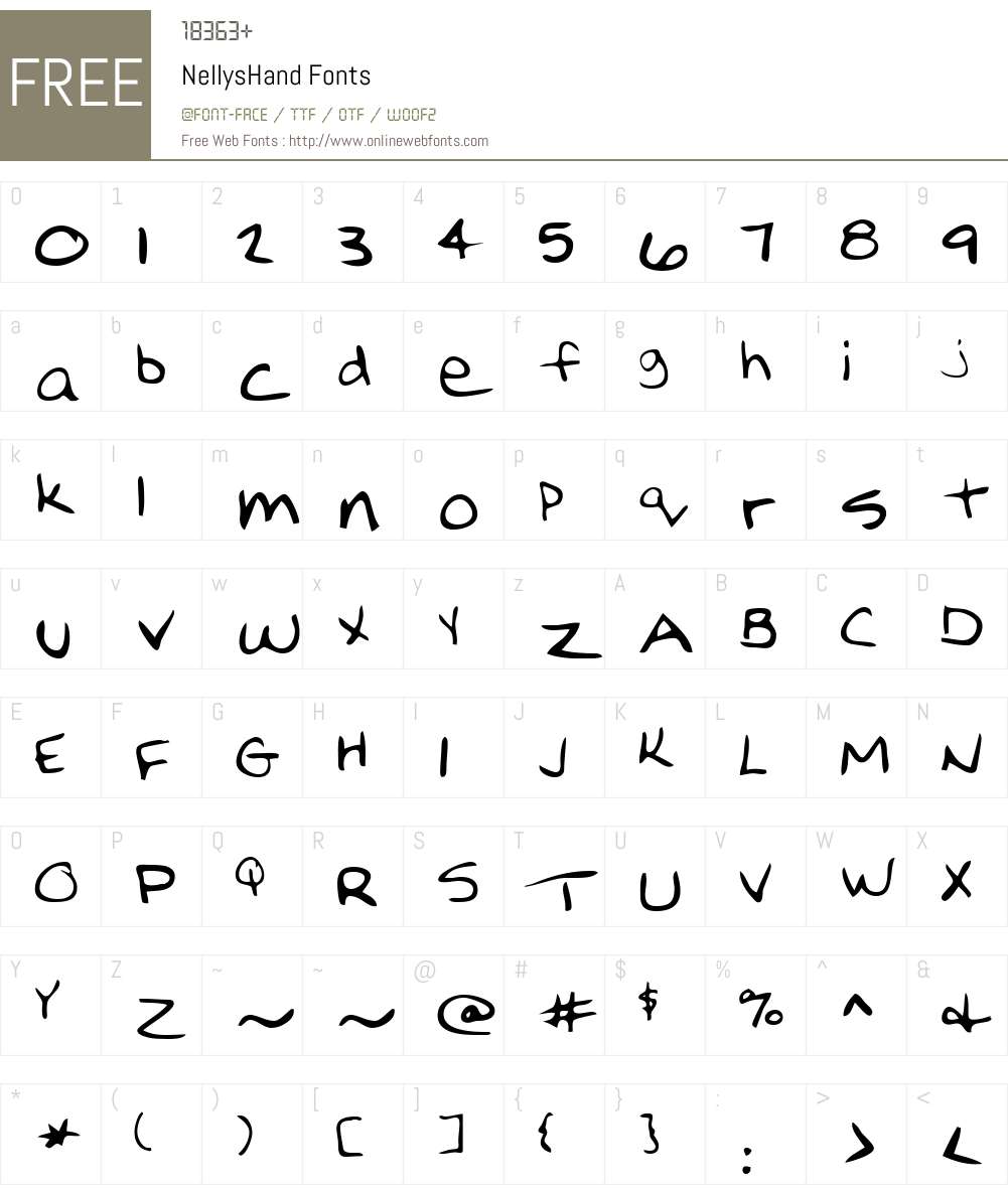 NellysHand Font Screenshots