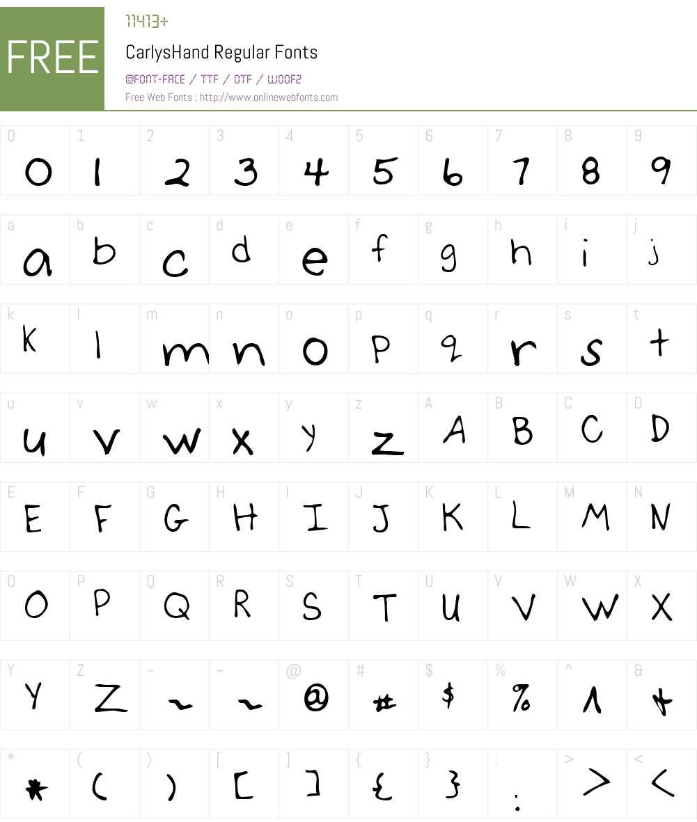 CarlysHand Font Screenshots
