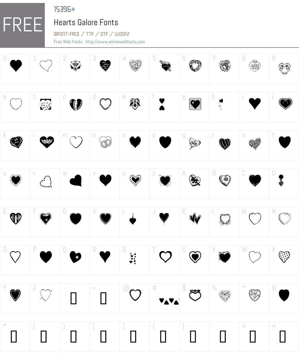 Hearts Galore Font Screenshots