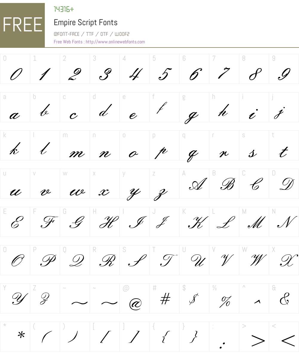 Empire Script Font Screenshots