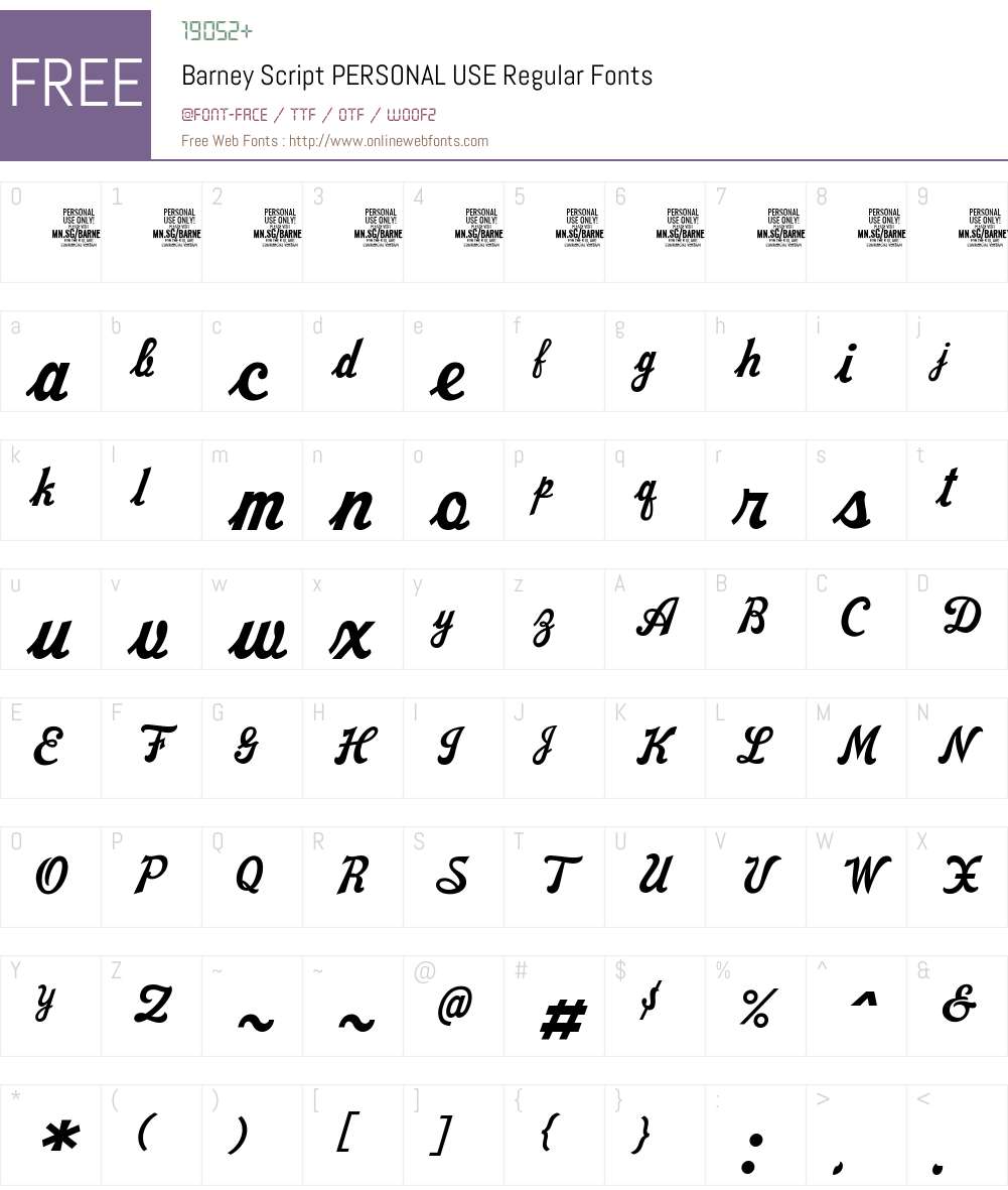 Barney Script PERSONAL USE 1.000;FEAKit 1.0 Fonts Free Download ...