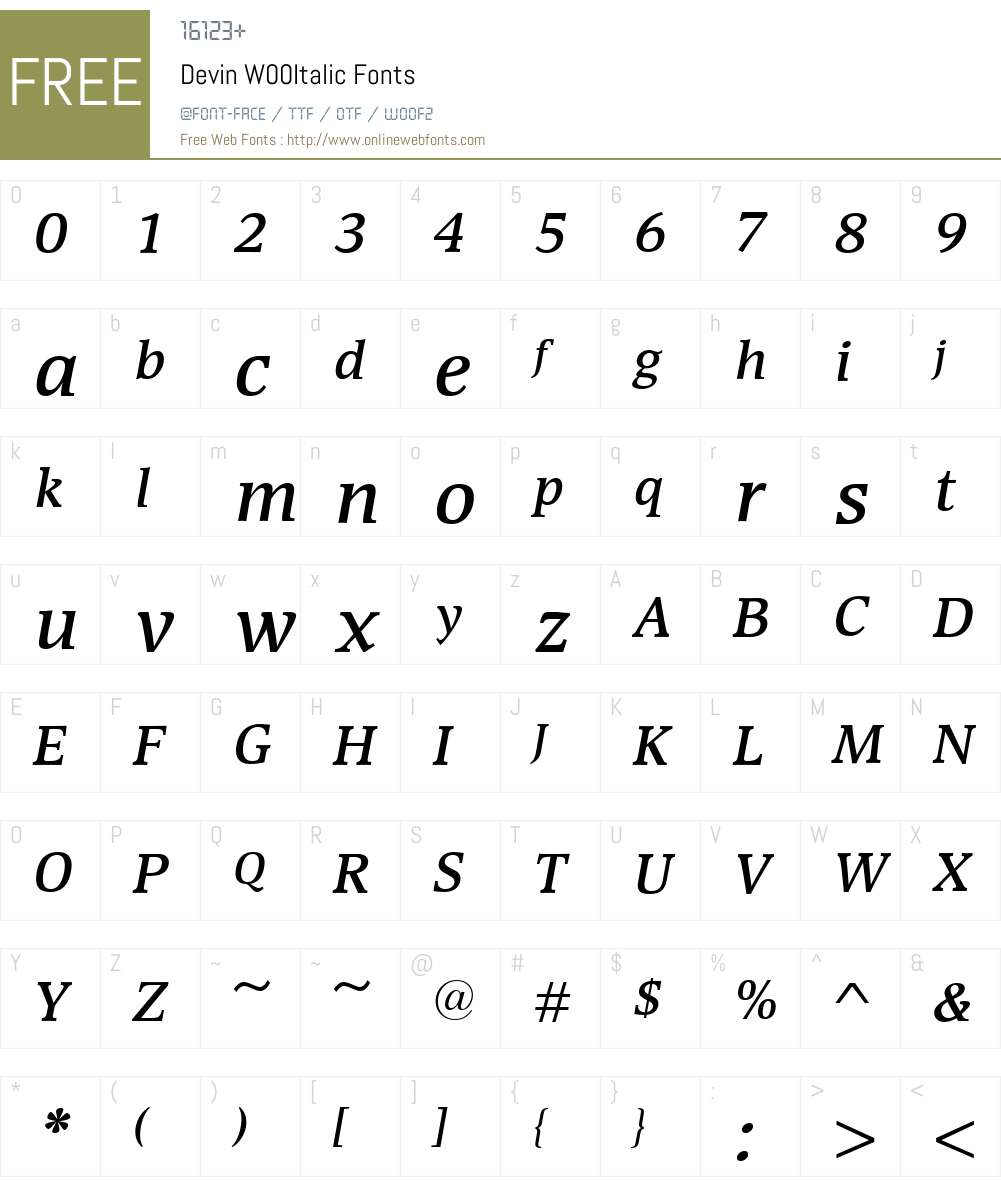 DevinW00-SemiboldItalic Font Screenshots