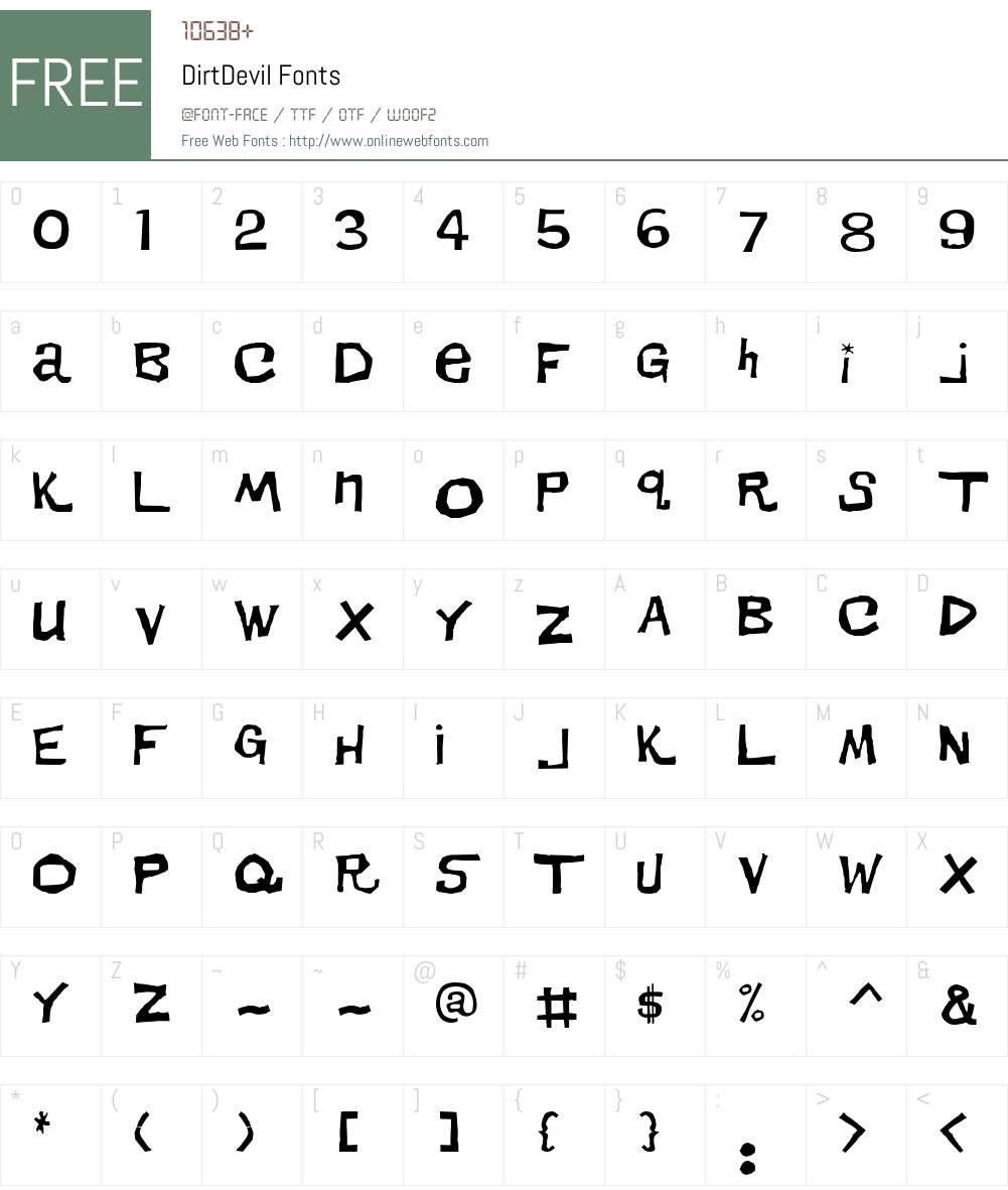 DirtDevil Font Screenshots