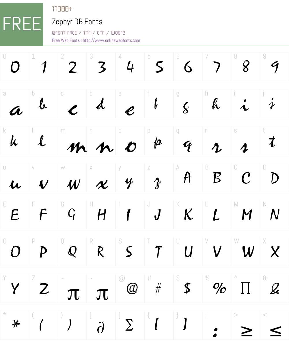 Zephyr DB Font Screenshots