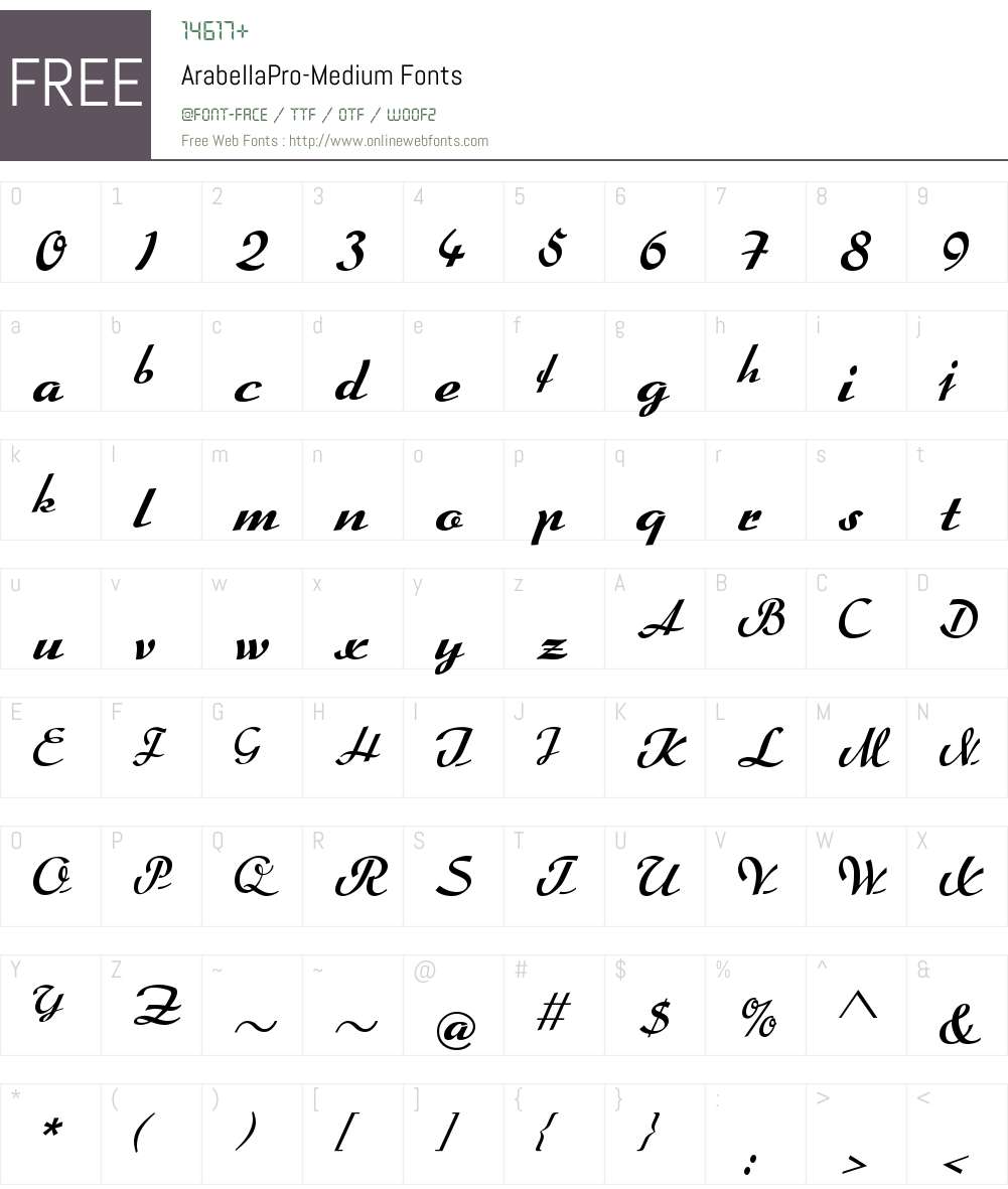 Arabella Pro Font Screenshots